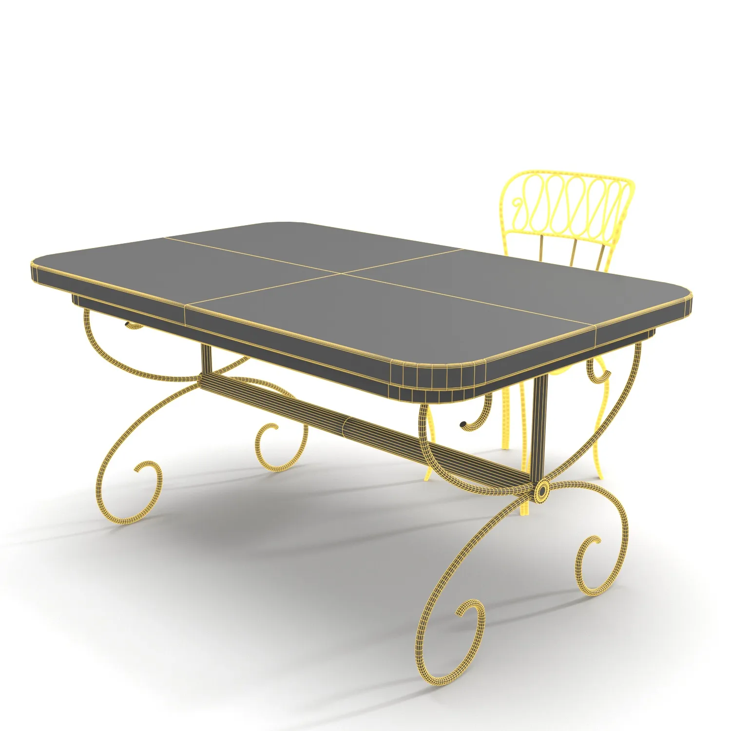 Rustic Iron Garden Table And Armchair PBR 3D Model_07